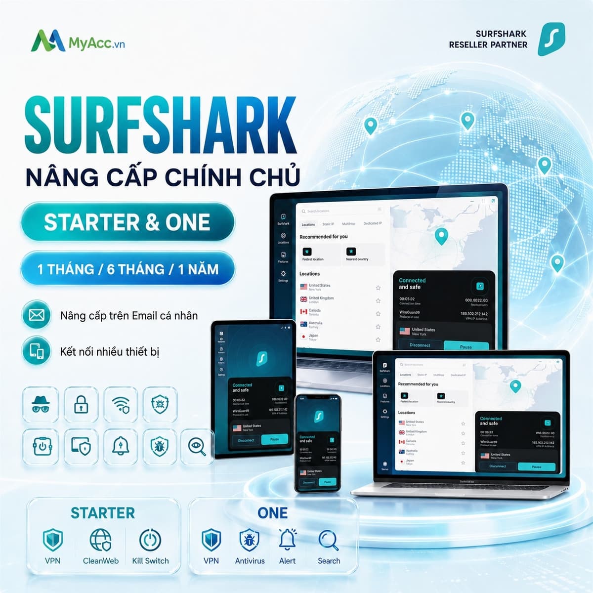 Nâng Cấp Surfshark VPN Chính Chủ